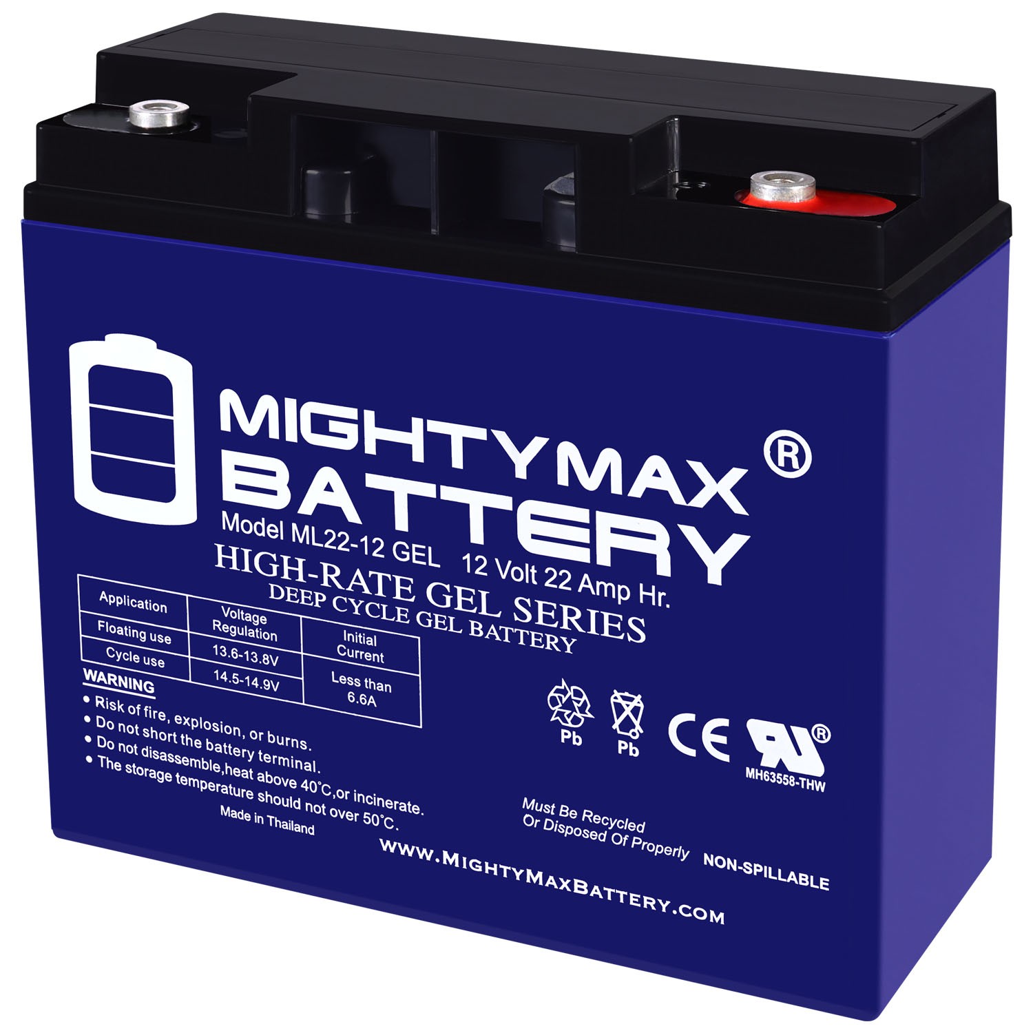 Mighty Max 12V 22AH GEL Replacement Battery for Yuasa REC22-12