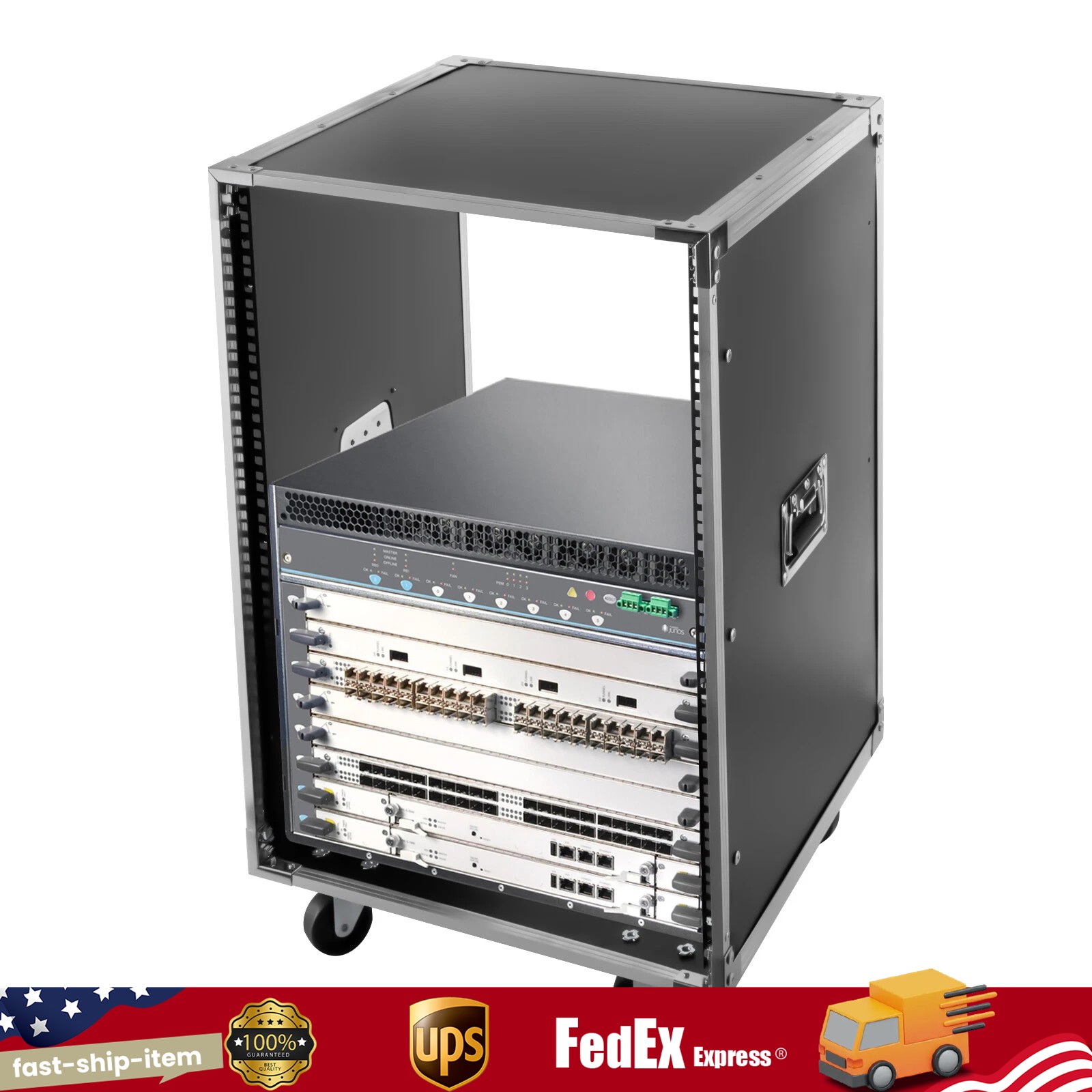 16U Cabinet Rolling Network Rack Stand Audio Studio Video Telecom Equipment Rack