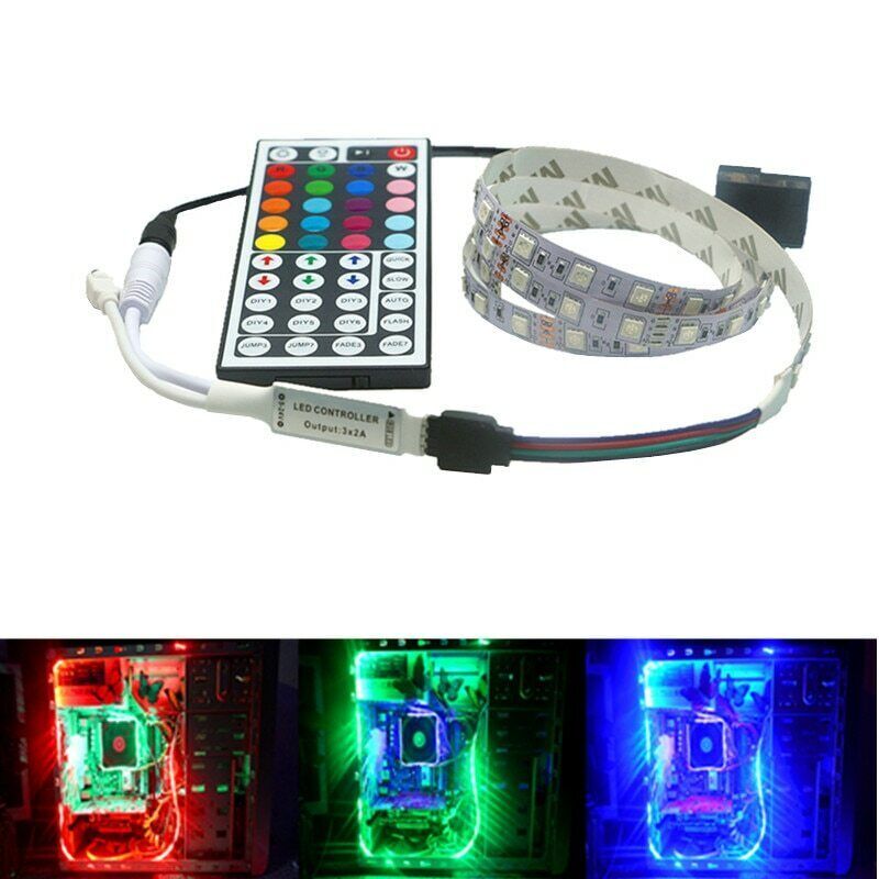 1/2m led RGB Strip light pc case 12V Background PC Computer Molex Connector 4Pin