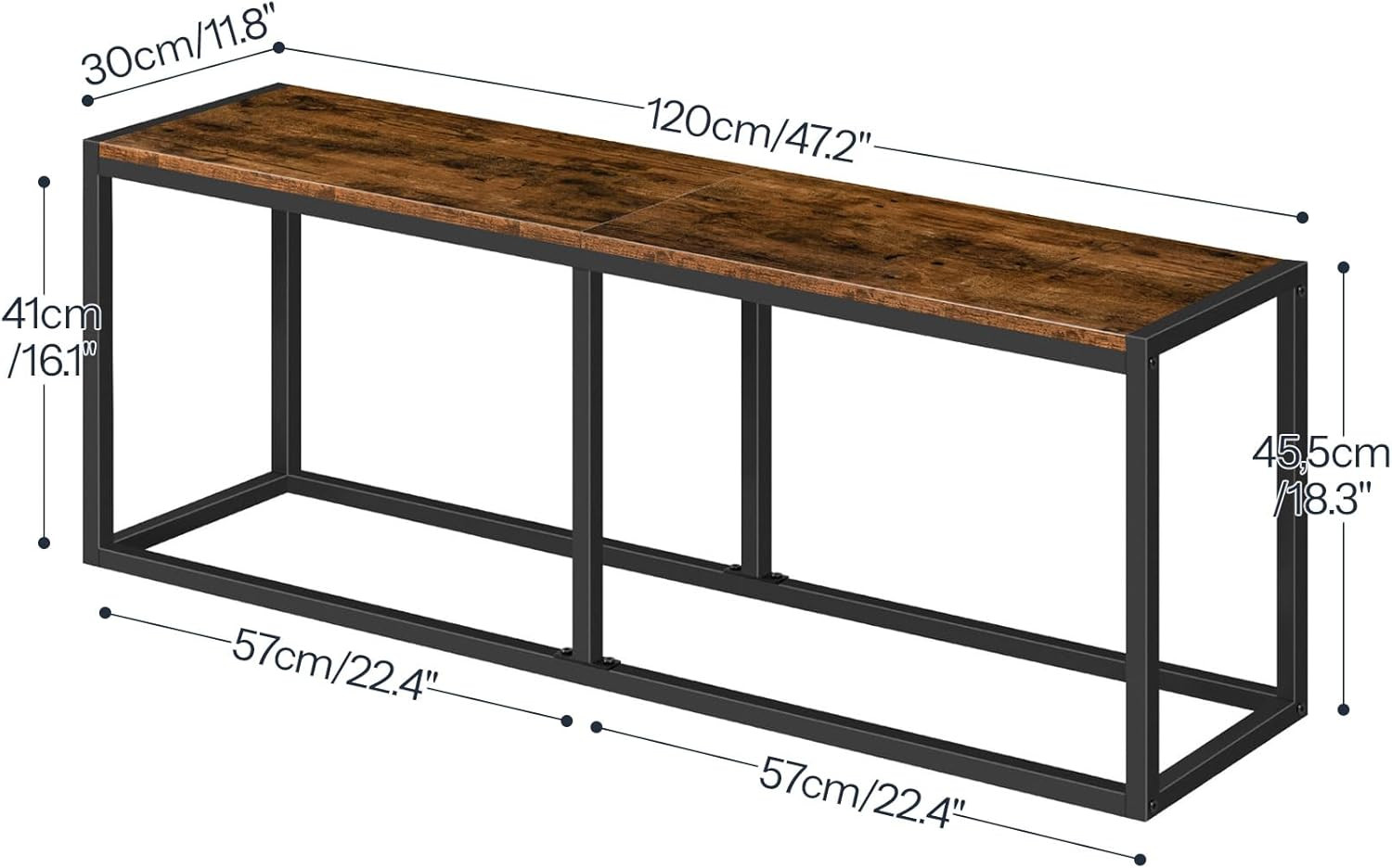 Dining Bench, 47.2 Inch Dining Table Bench, Industrial Style Kitchen Bench, Stee