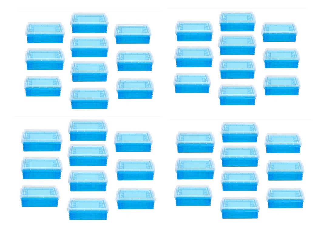 40-Pack Super Stackers BLUE Crayon Box Plastic Storage Containers Lids NEW