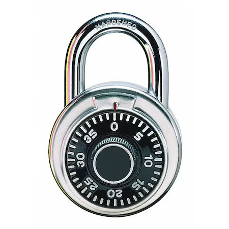 Zoro Select 1850Dwwg Combination Padlock, 1 7/8In, Round, Silver,  1850Dwwg