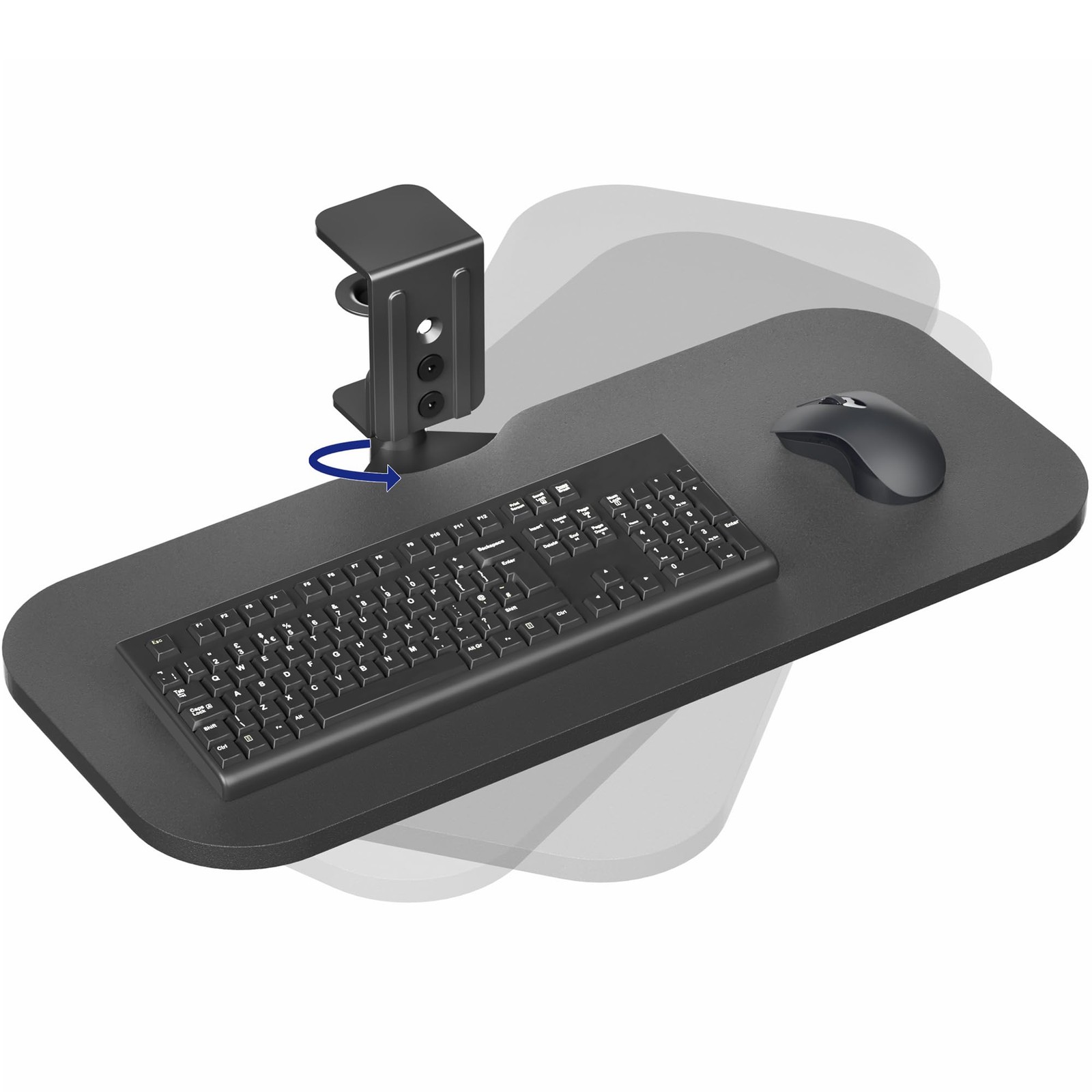 Clamp-on 23 x 10 inch Rotating Computer Keyboard and Mouse Tray, Extra Sturdy...