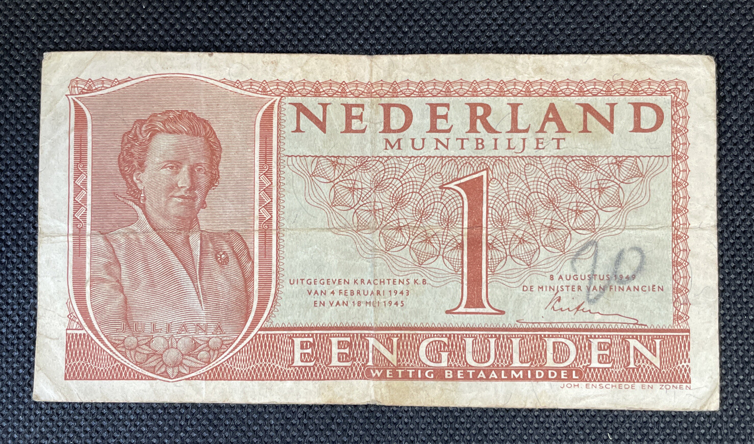 Netherlands Nederland Muntbiljet 1 Gulden.l