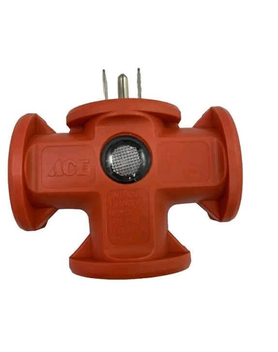 3 Way Outlet Wall Plug Grounded Adapter T-shaped With LED Power Indicator