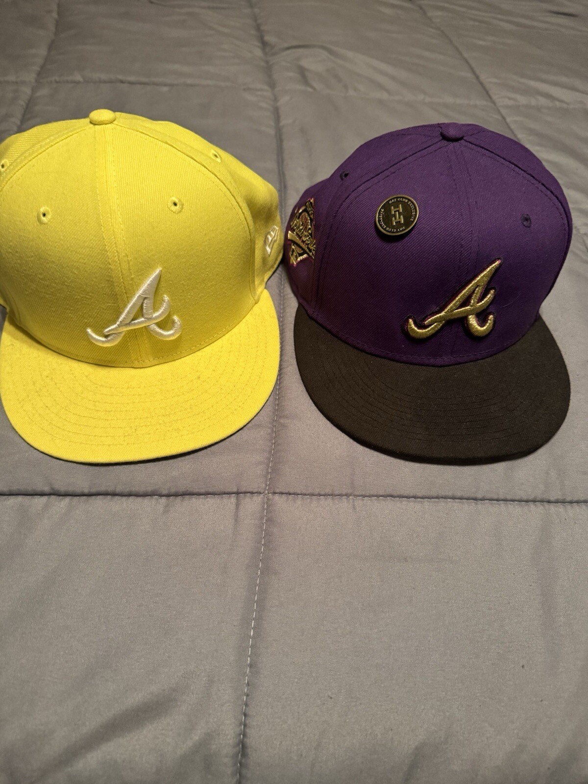 Lot of 3 Lightly Worn Atlanta Braves New Era Fitted Hats Size 7 5/8