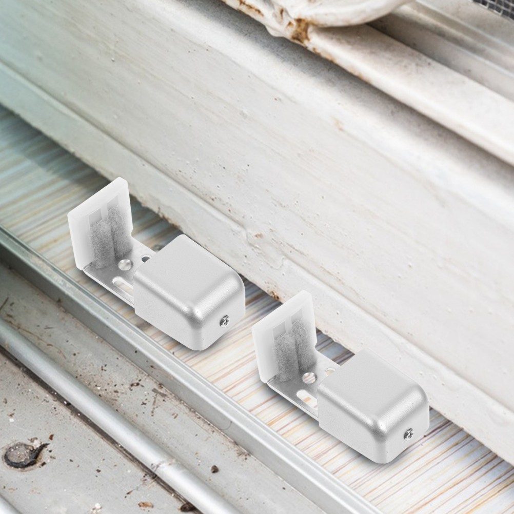 Sliding Glass Door Guide 2Pcs Automatic Door Bottom Guide Silver Iron