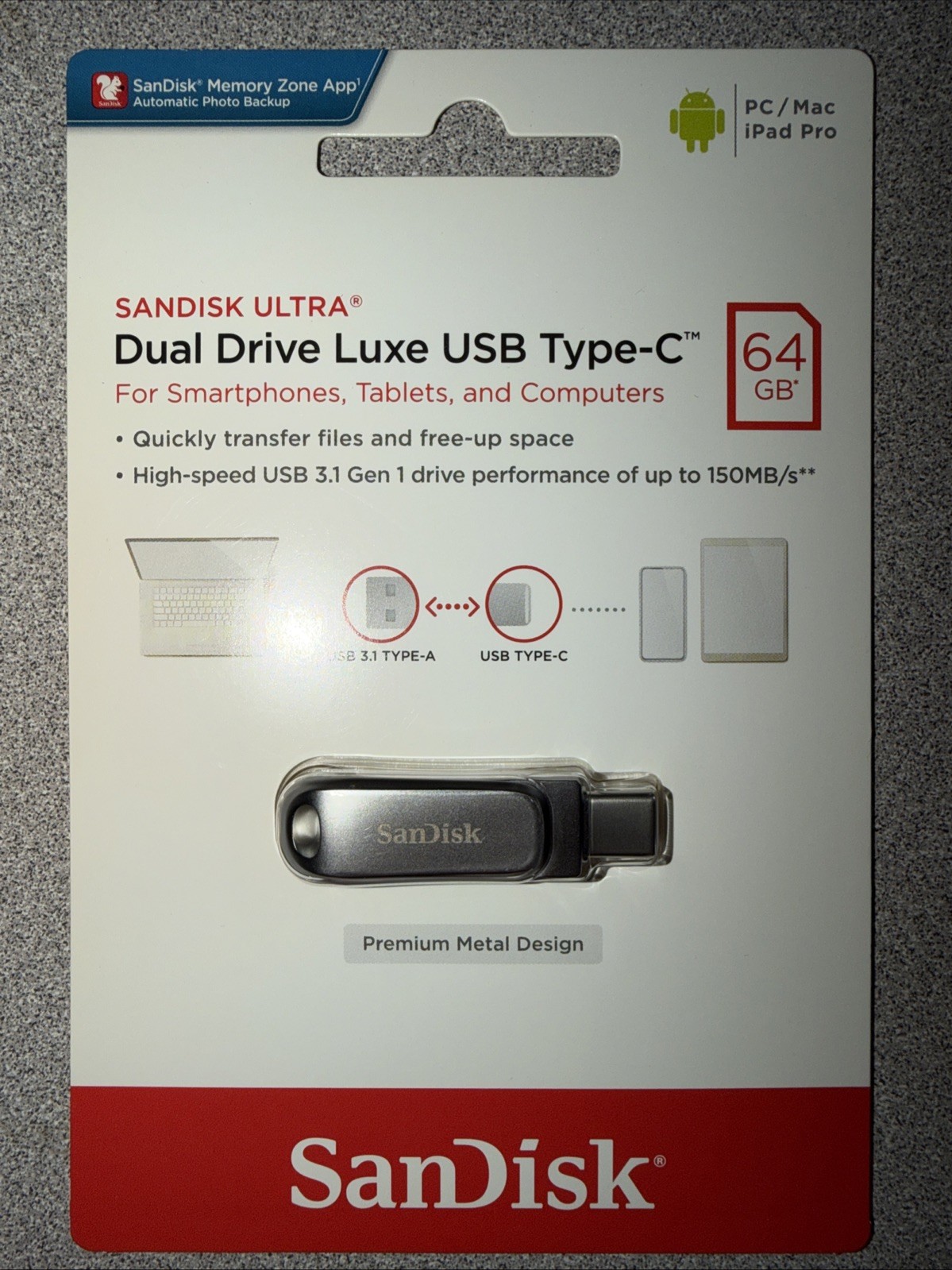 SanDisk Ultra Dual Drive Luxe USB Type-C  SDDDC4-064G-A46 NEW 64GB