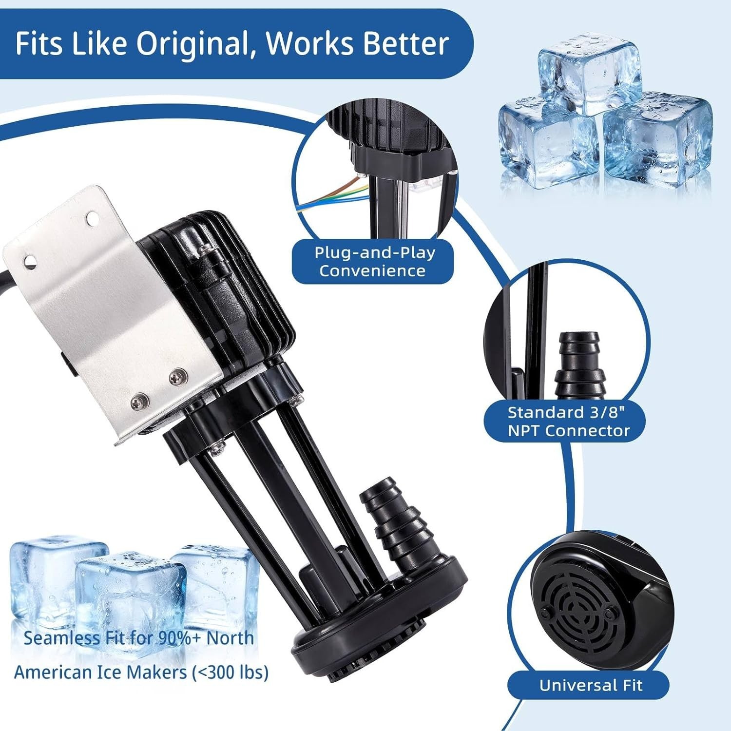 YSP2PJDVF1 Commercial Ice Maker Water Pump | Quiet 110V 2W Replacement Part Comp