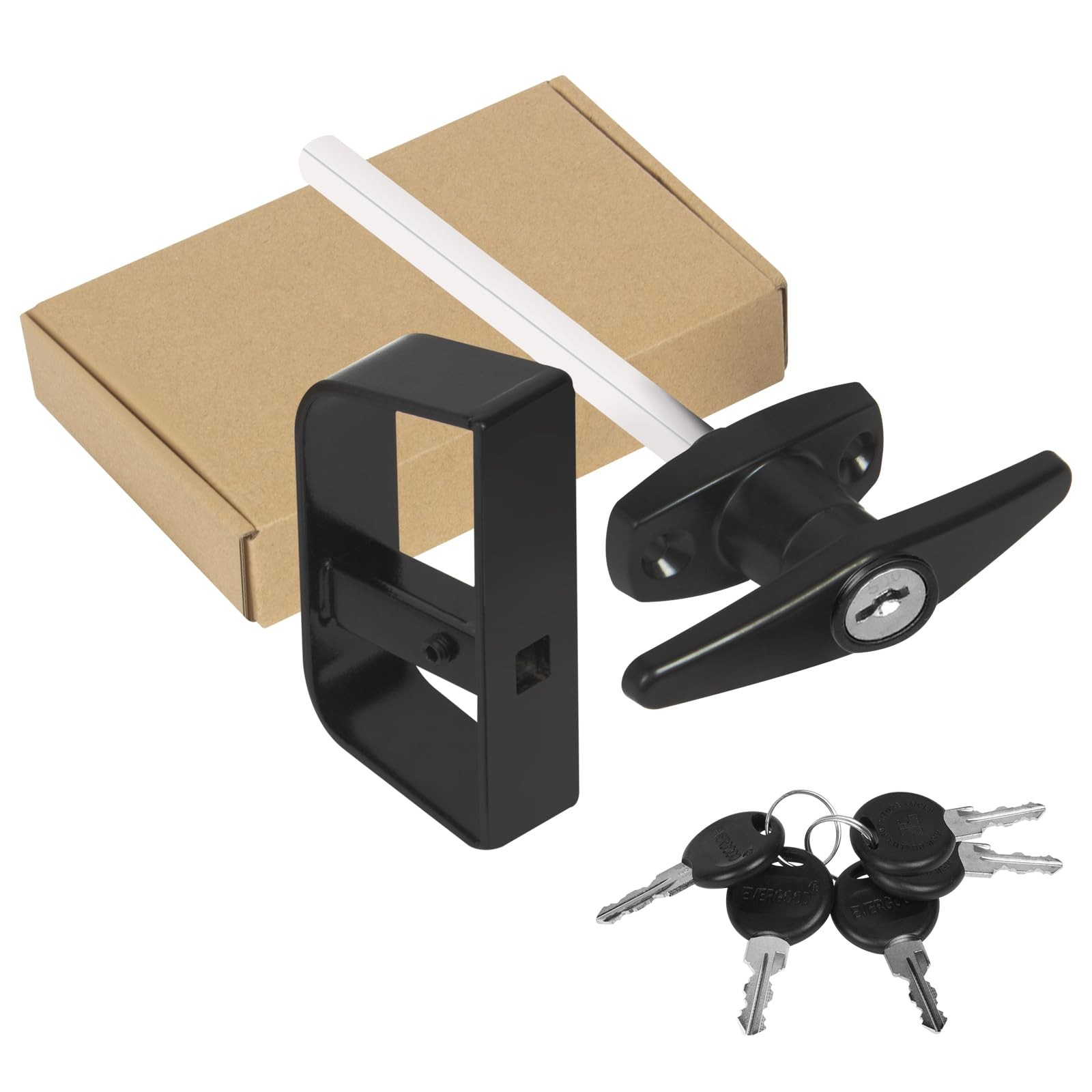 Shed Door Latch T-Handle Lock Kit with 5 Keys,Set 4½" and 5½" Stem Storage Ba...