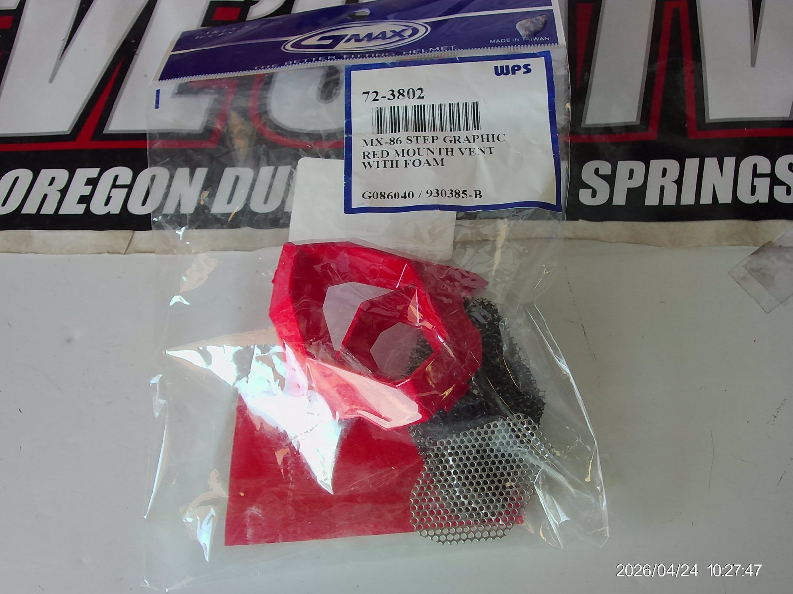 GMAX 086040 RED MOUTH VENT WITH FOAM FOR MX-86 (72-3802)