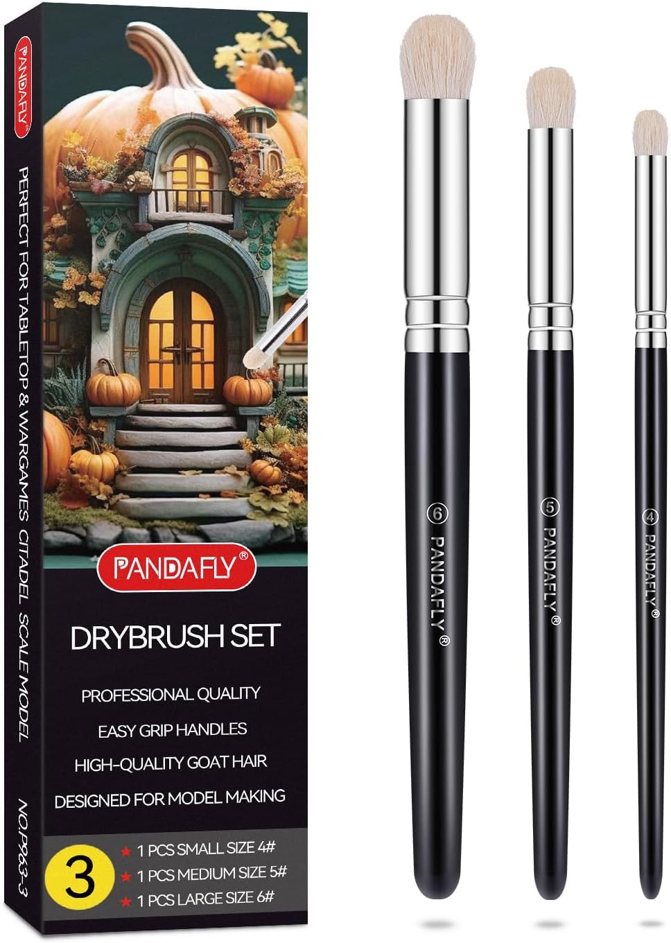 Drybrush Set - 3 Sizes Hobby Detail Paint Brush Set, Acrylic Paint Brushes for T