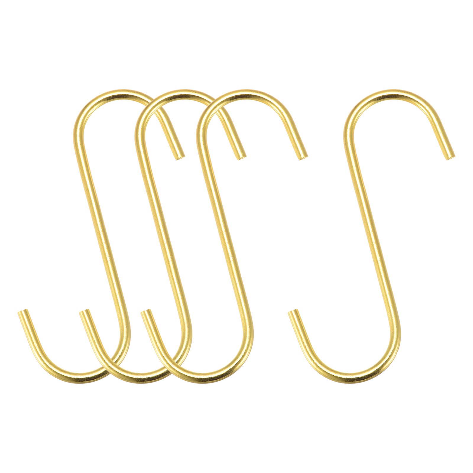 S Hanging Hooks 4inch Extra Long Steel Hanger Multiple Use Gold Tone 4Pcs