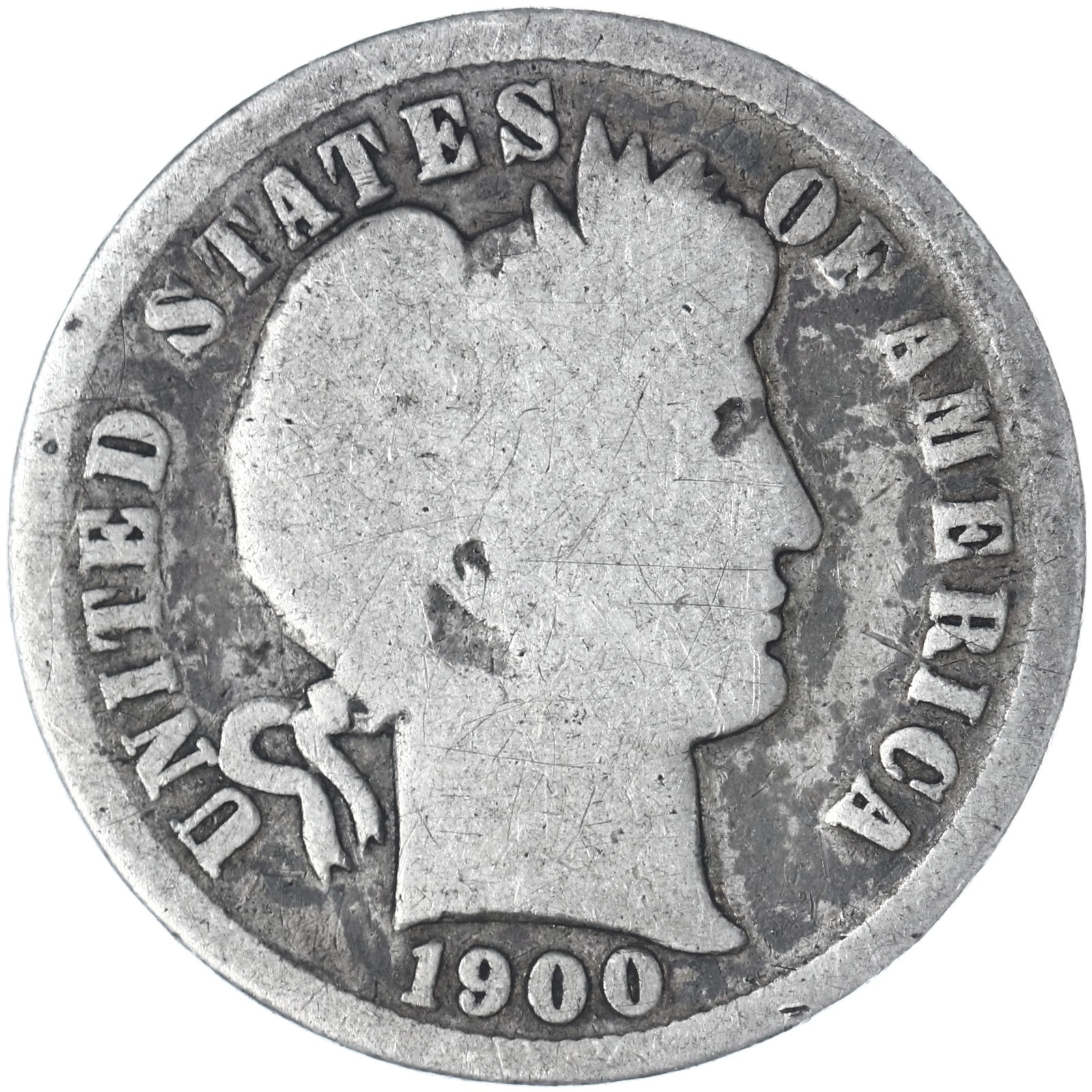 1900 (P) Barber Dime 90% Silver About Good AG