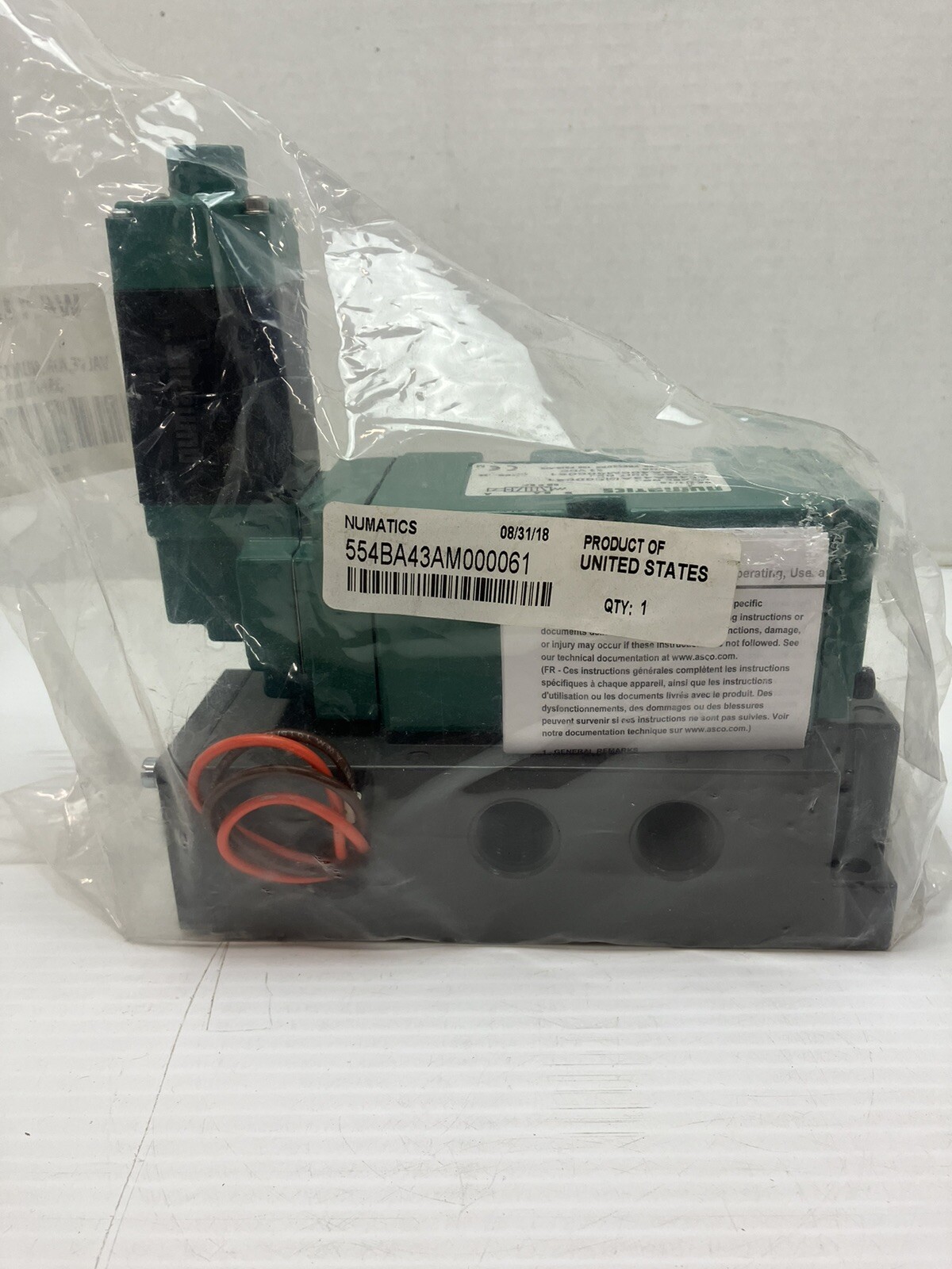 Numatics 554BA43AM000061 Solenoid Valve 24 VDC -10F to 115F .26A 2-Position