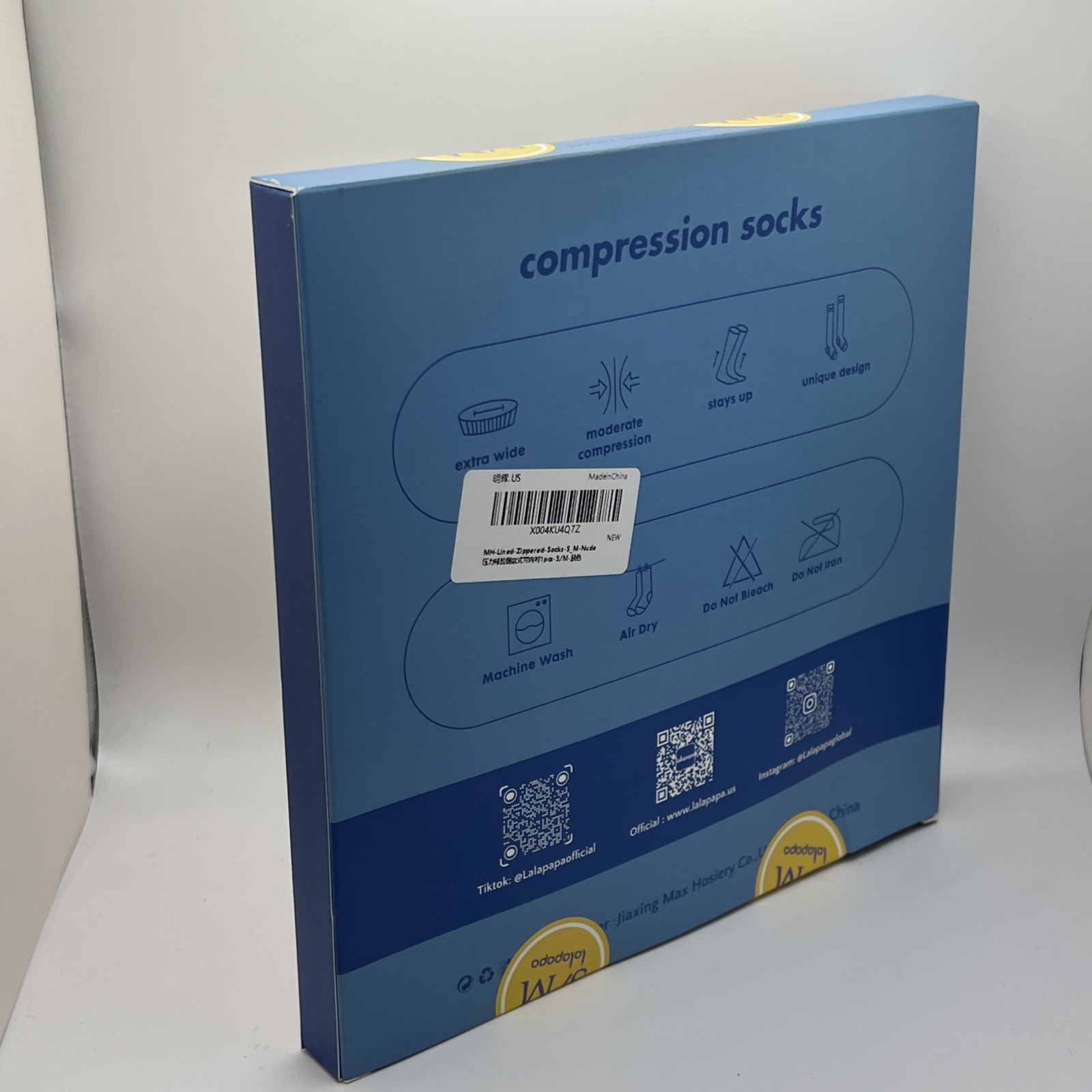Lalapapa Zippered Compression Socks SM/MED New In Box