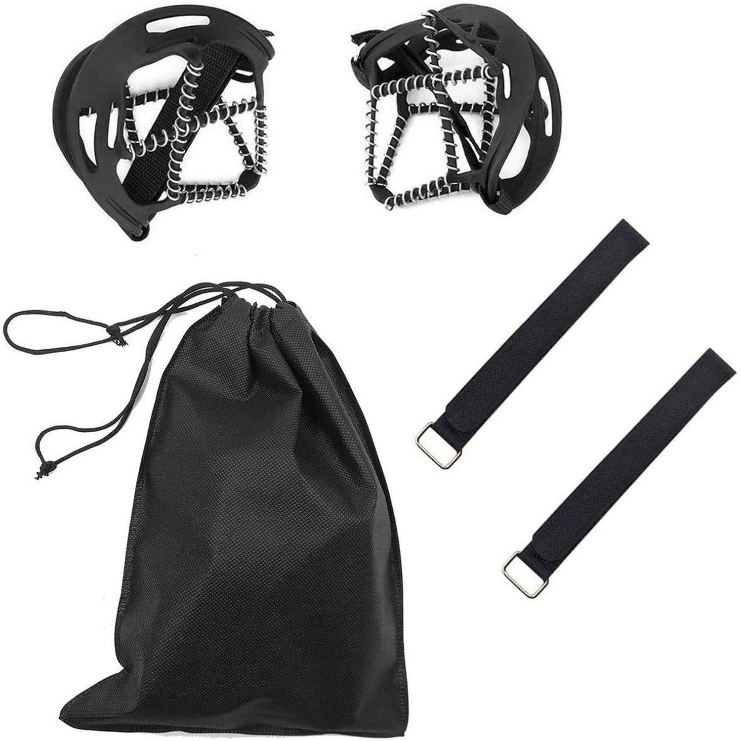 Ice Cleats, Highly elastic Traction Cleats Grippers with tape Straps and Stor...