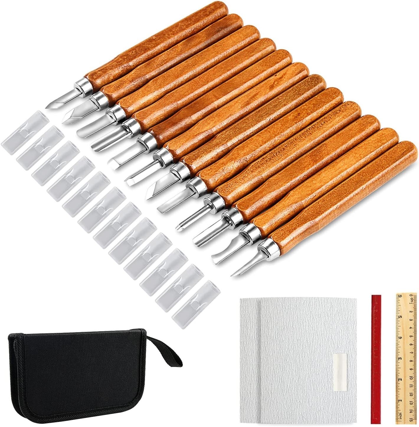 Versatile Wood Carving Knife Set for Experts and Beginners, 20 Tools Included