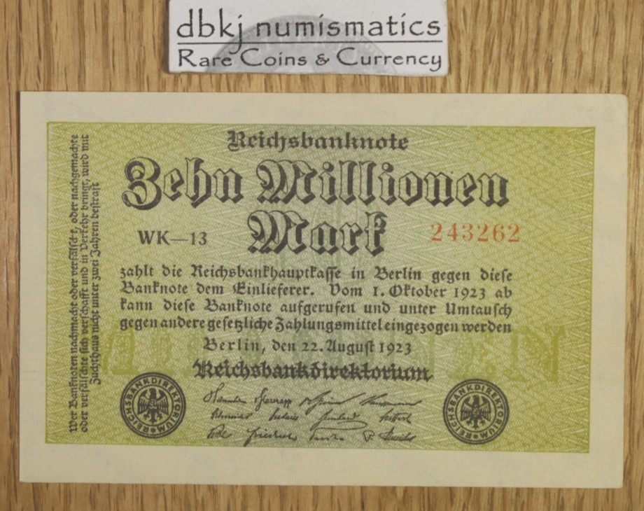 1923 - Germany - 10 Millionen - Million Mark - P# 106a - About Uncirculated