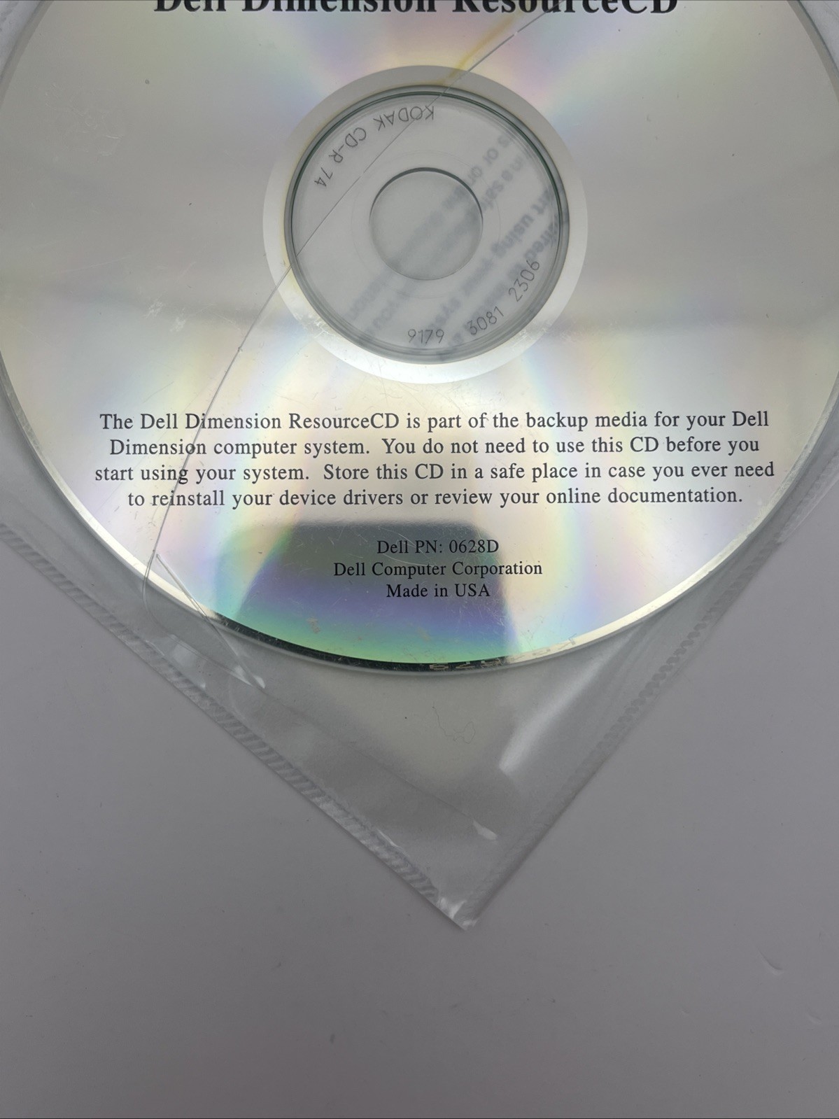 Dell Dimension Resource CD P/N 0628D w/ Instructions Drivers Reinstallation New