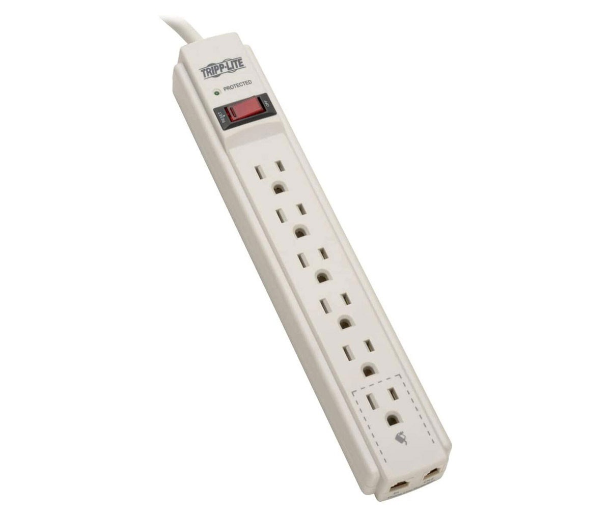 TRIPP LITE TLP604TEL 6-Outlet Surge Suppressor- Receptacles: 6x NEMA 5-15R- 790J