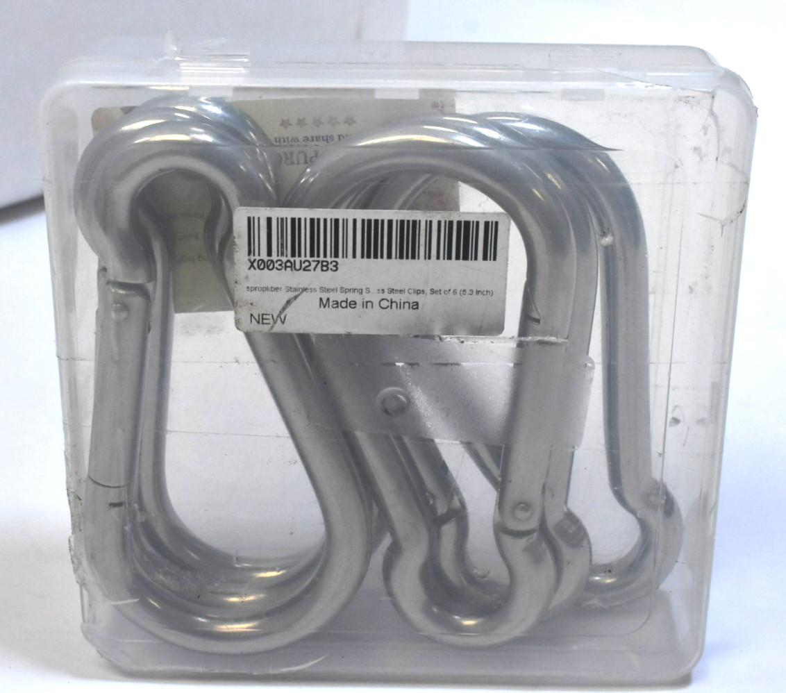 Sprookber Stainless Steel Spring Snap Hooks Carabiner Stainless Steel 6 Pack Set
