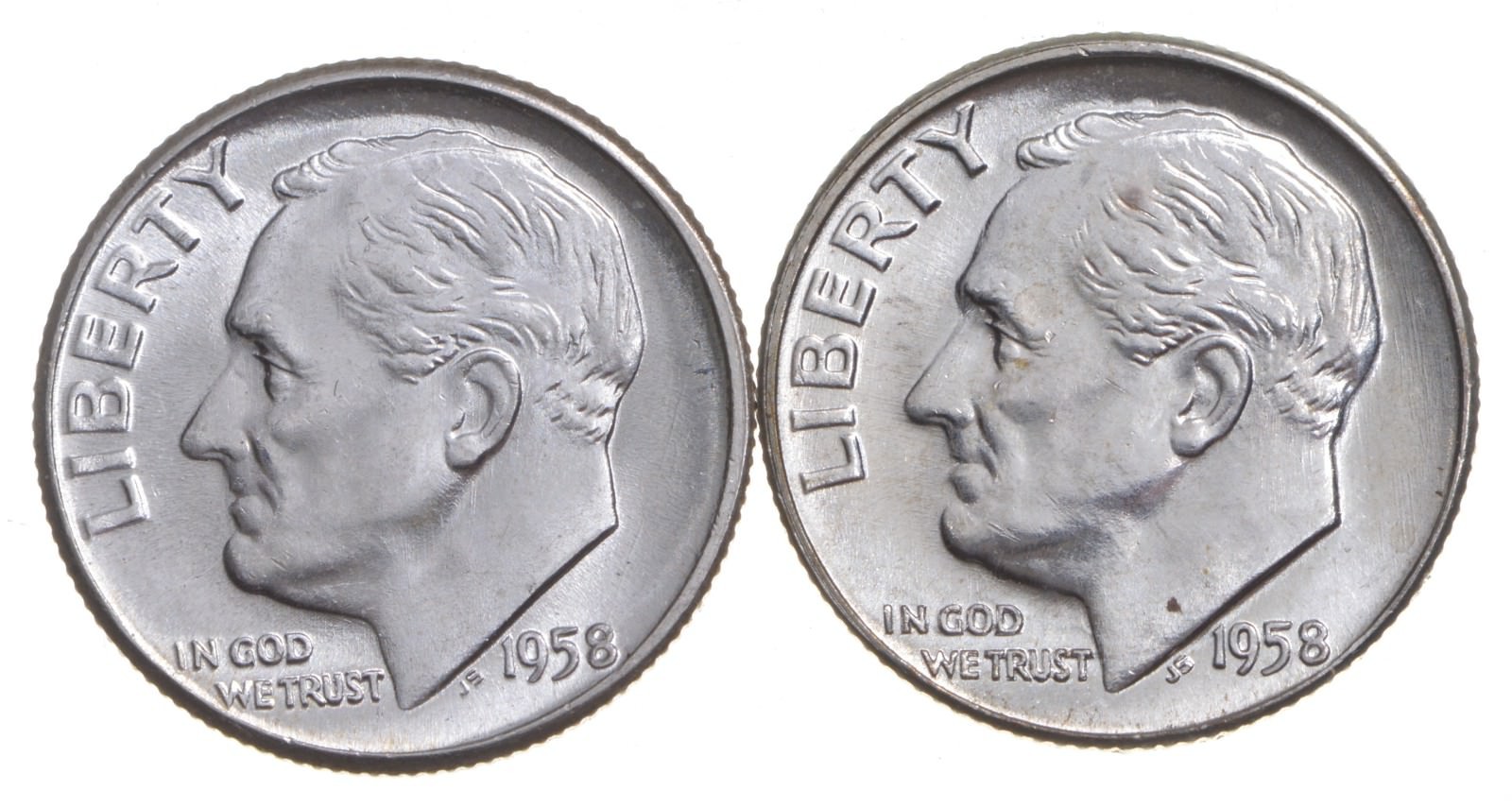 Choice Unc 1958 P+D Roosevelt Dime Gem BU Collection Lot Set