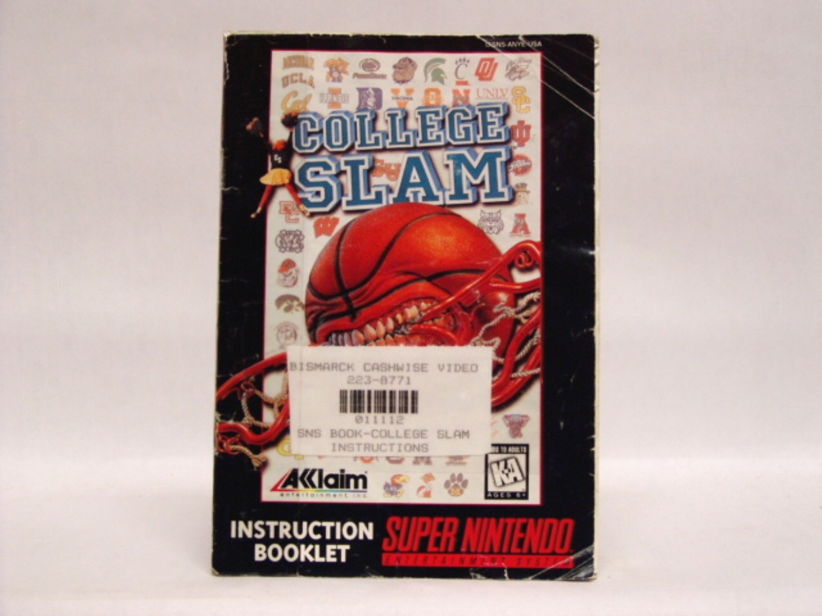 COLLEGE SLAM .... Manual only, no game  SNES SUPER NINTENDO
