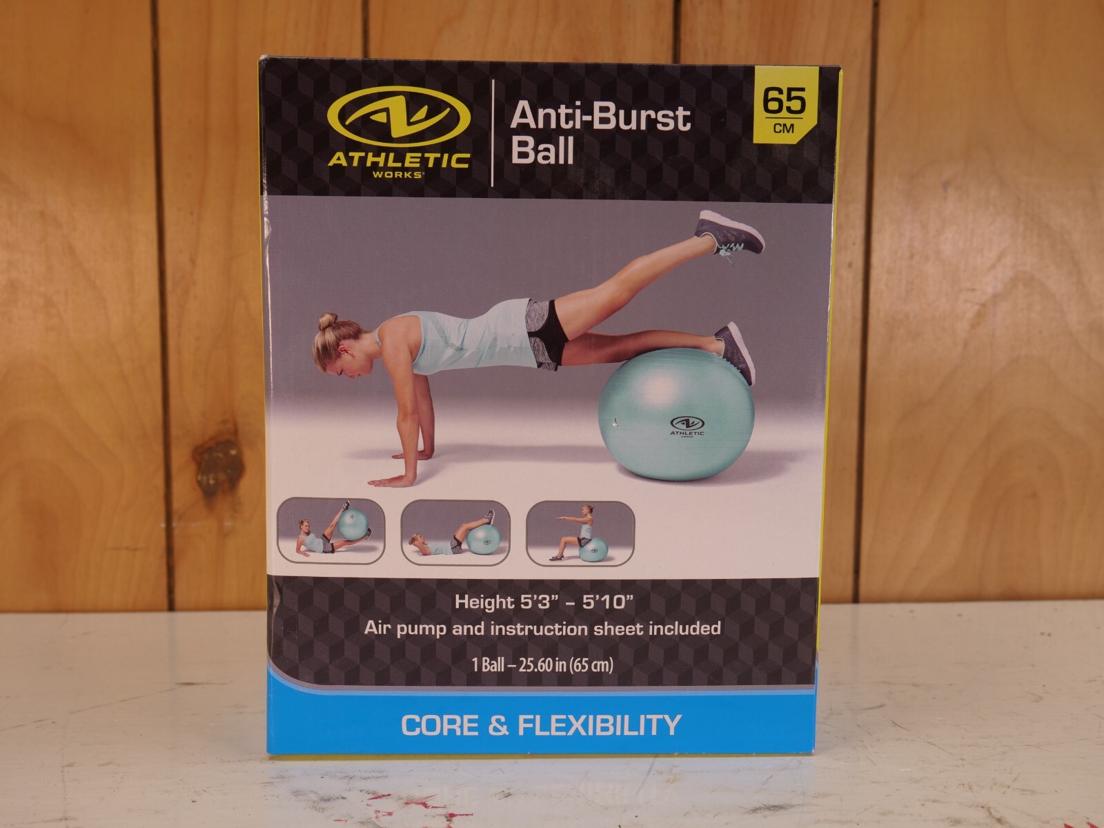 Athletic Works Yoga 65 cm Fitness Ball Exercise Balance Home Gym NEW with Pump