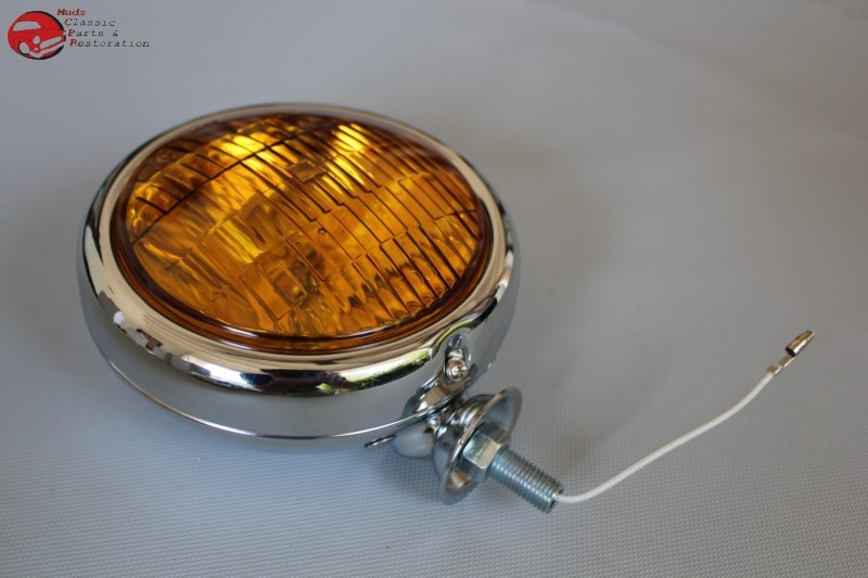 5" Small Chrome Amber Glass Fog Light Lamp 12 Volt Custom Car Pickup Truck