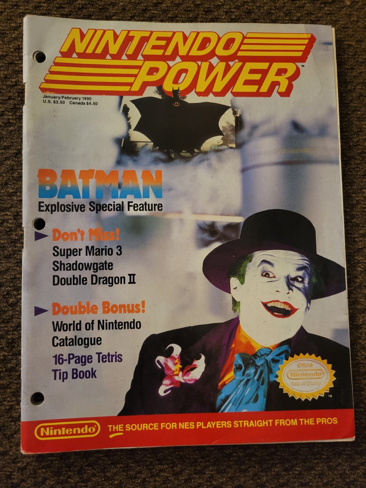 Batman January/February 1990 Nintendo Power With Poster  -- Great Shape