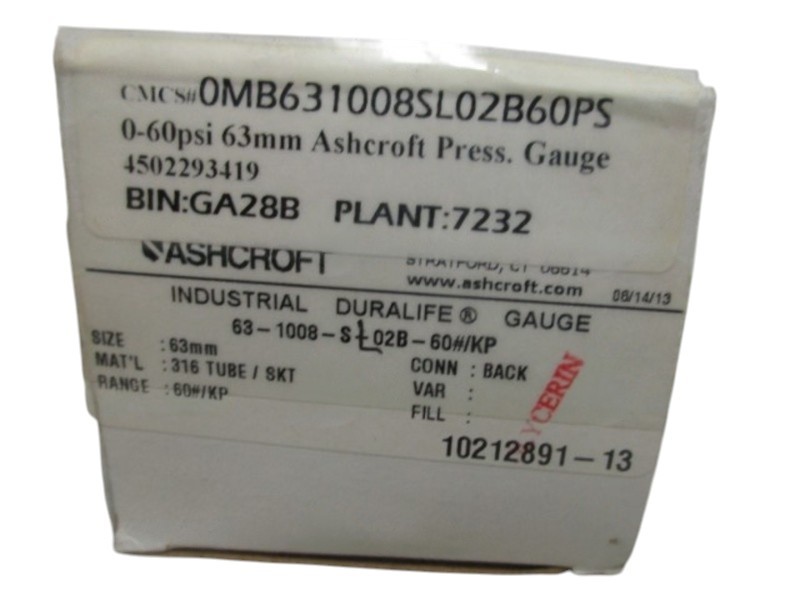 ASHCROFT 63-1008-SL-02B-60 GAUGE NSMP