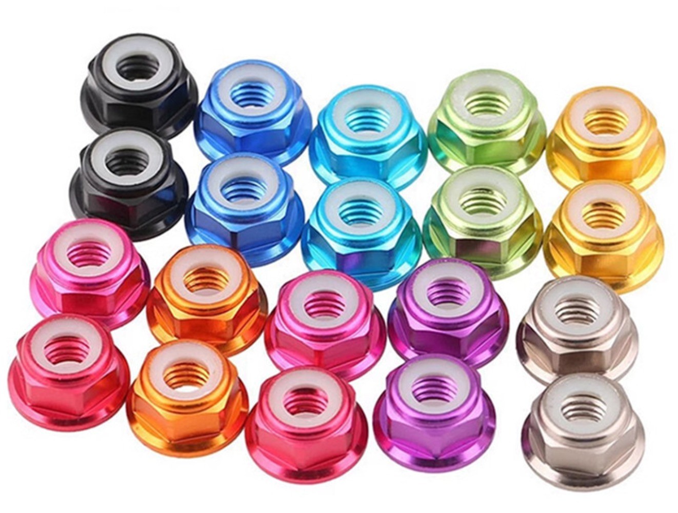 10pcs M2 M3 M4 M5 M6 M8 Nylon Insert Self-Lock Aluminum Nuts Hex Lock Nut