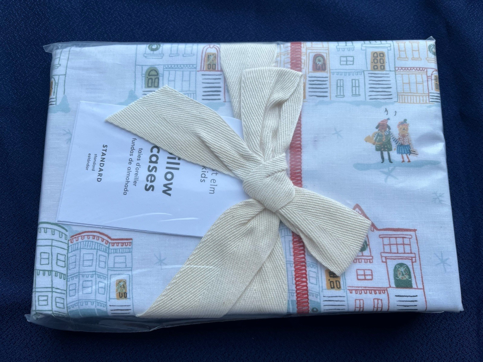 West Elm Kids Festive Friends City Scene  Standard Pillowcases Set 2 Brownstones