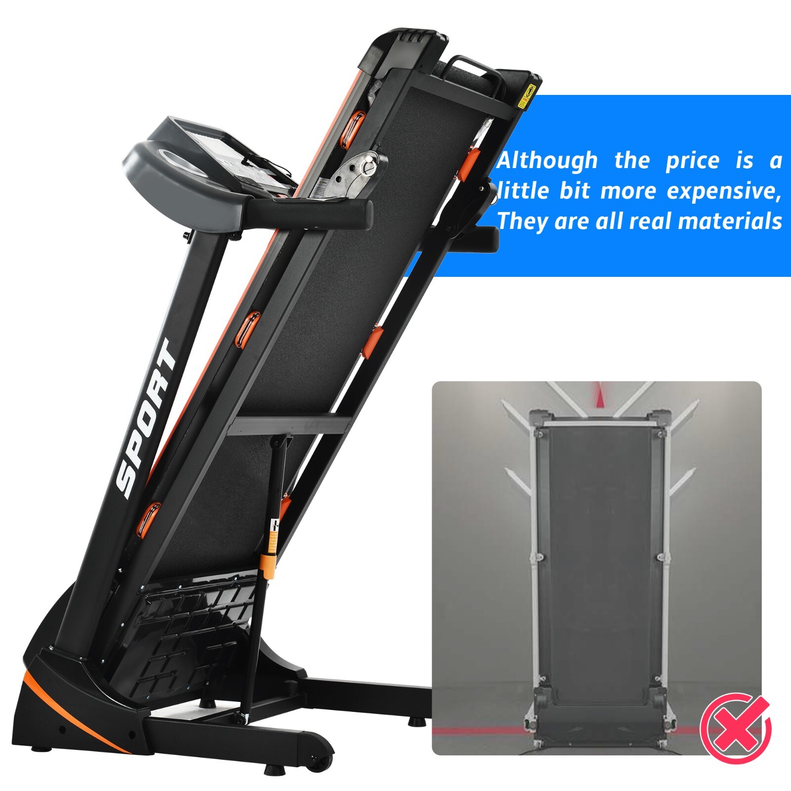 3.25HP Folding Treadmill with Incline Adjustable Speed Running Exercise Machine