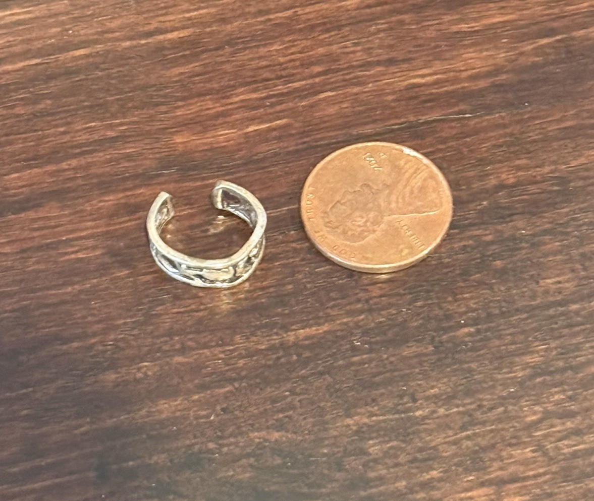 925 Sterling Silver Toe Ring Hearts Stars Moons Adjustable Boho Celestial