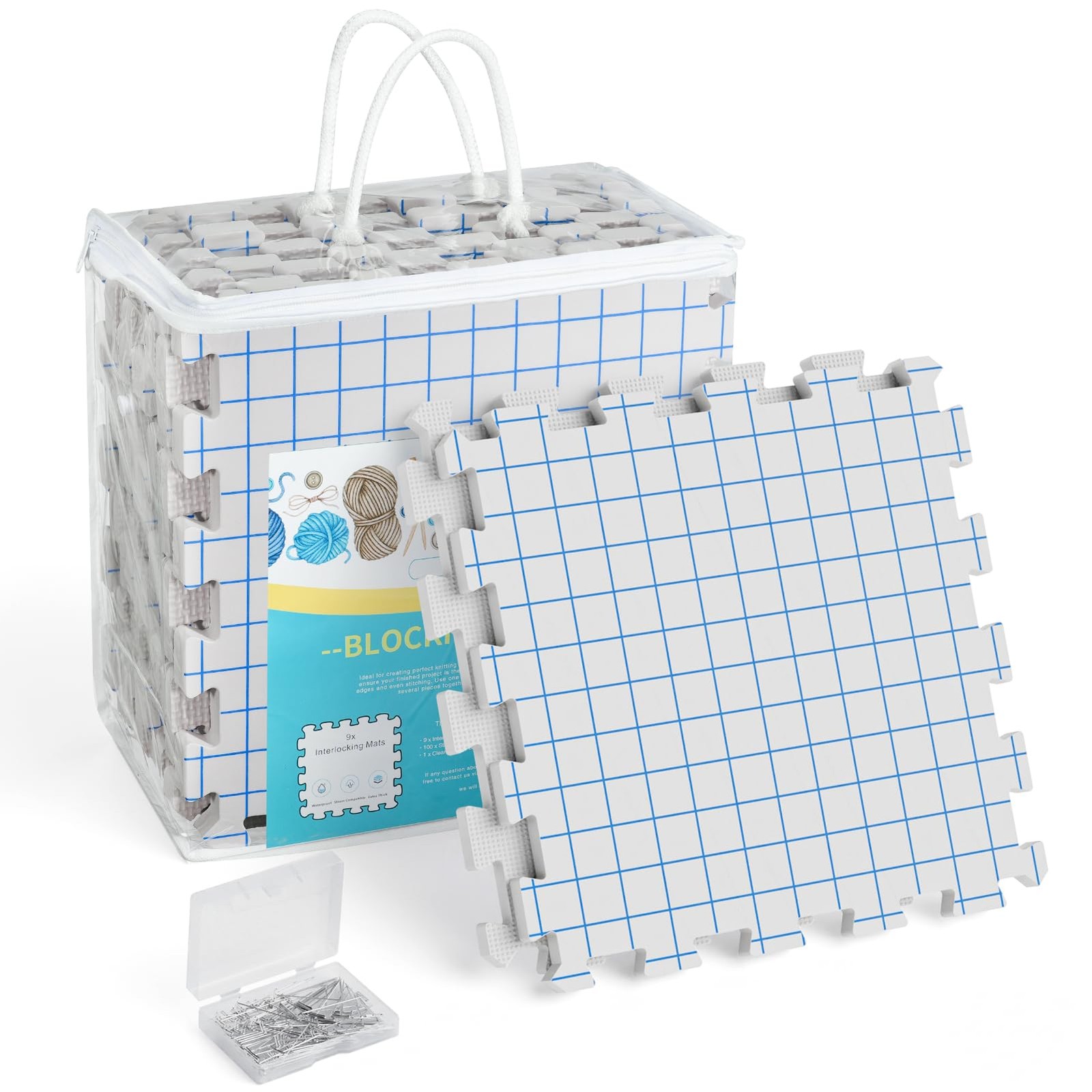 Blocking Mats for Knitting, Extra Thick Knitting Blocking Mat with Grid Lines, 9