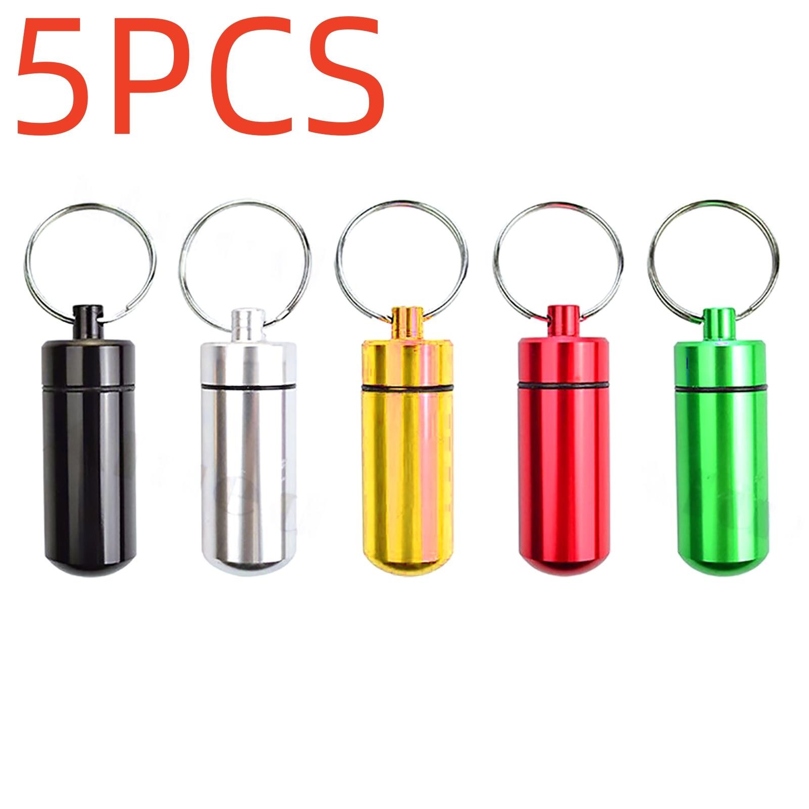 5Pcs Multifunction Pill Case Outdoor Portable First Aid Container Bottle KeyRing