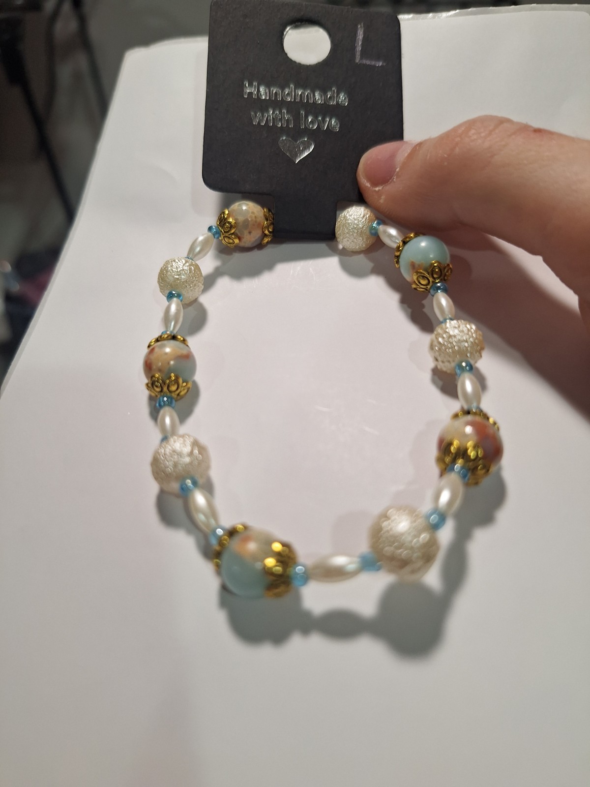 Handmade with love Large Beaded Bracelet