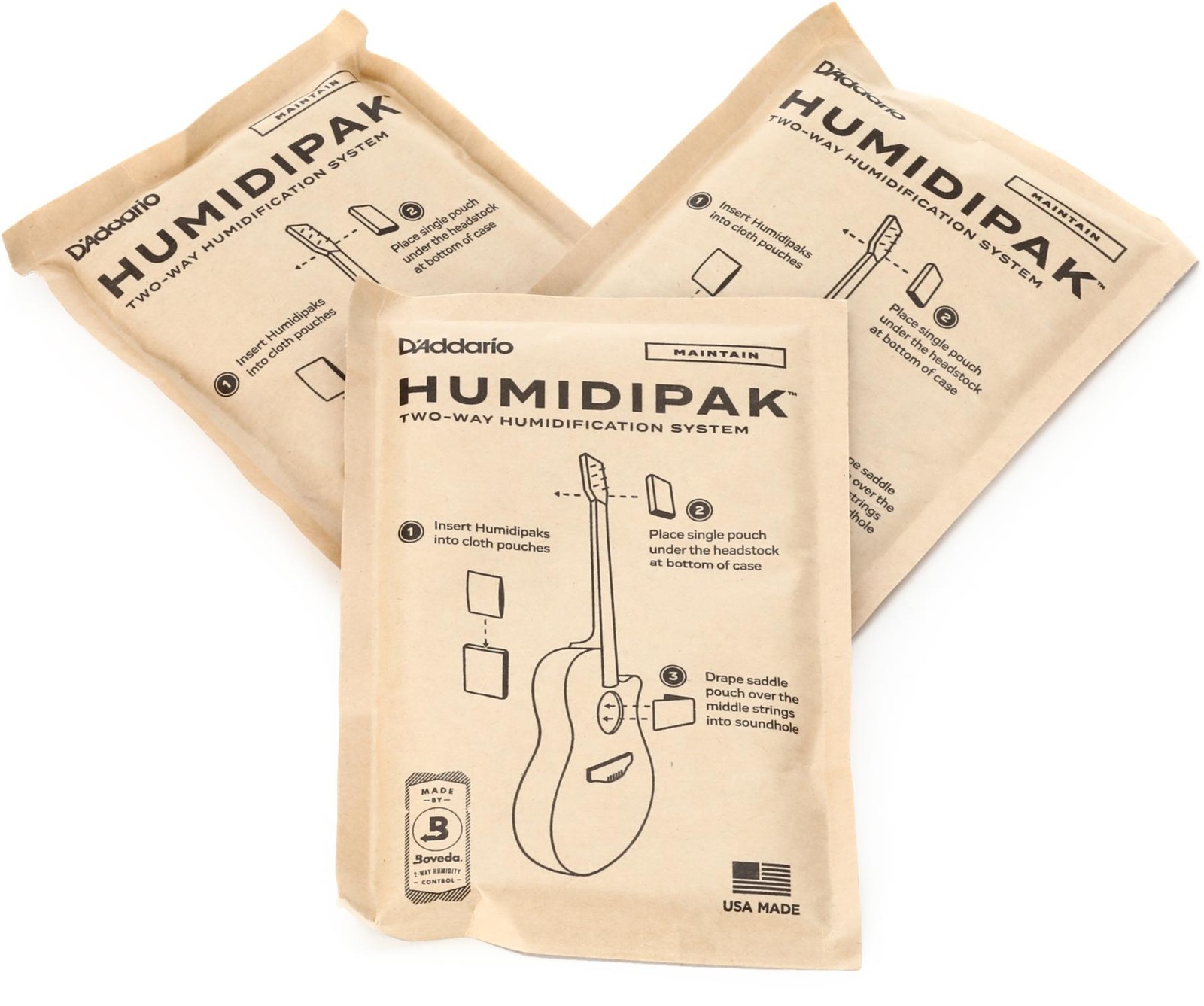 D'Addario Humidipak Maintain Replacement Packet (3-pack) (3-pack) Bundle