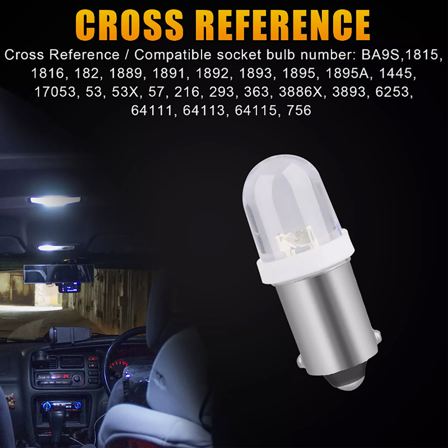 20x Super White BA9S LED Interior Instrument Panel Dash Map Light Bulb 1815 1895