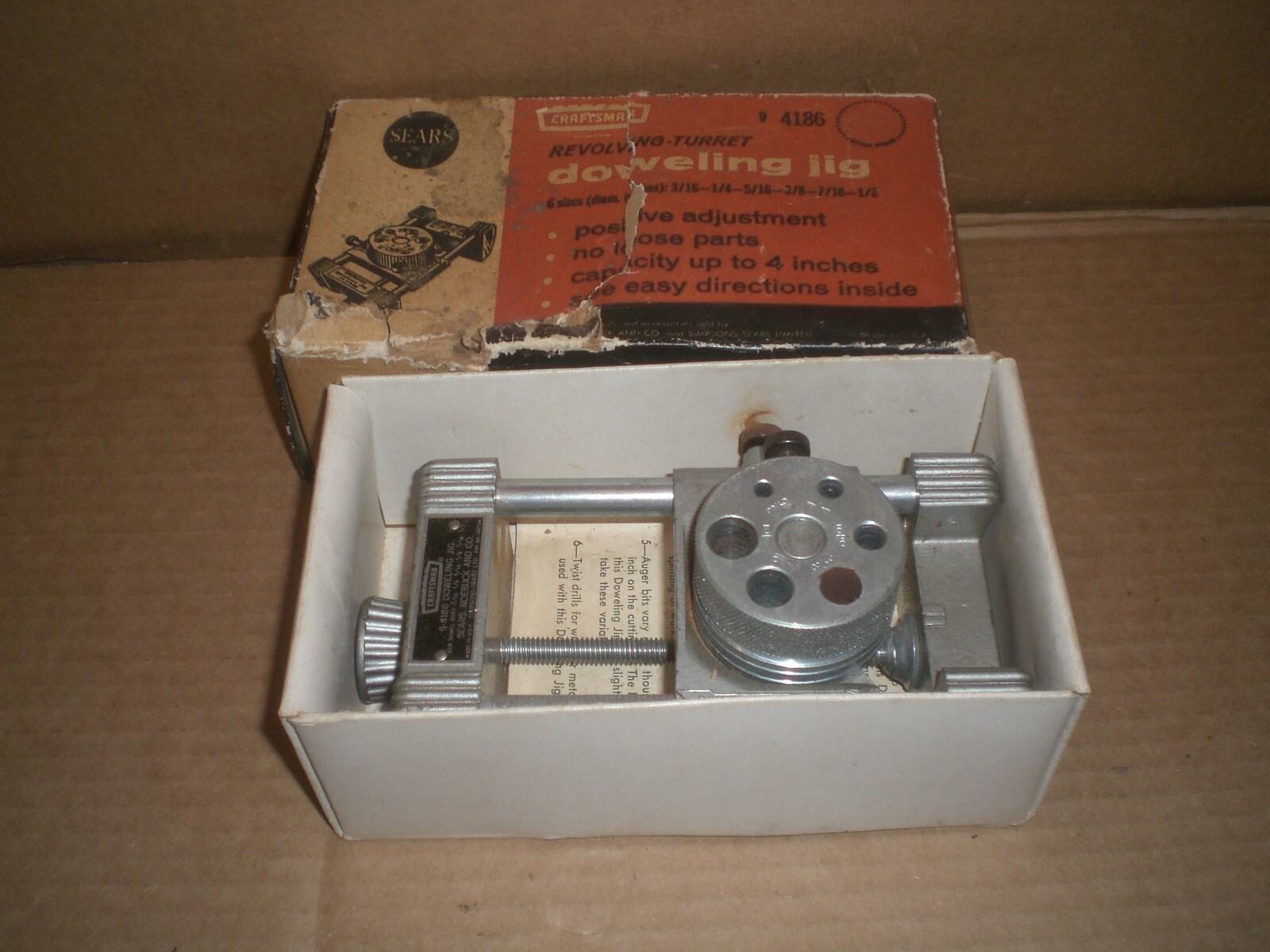 Vintage Sears Craftsman Turret  Doweling Jig  94186 With Box