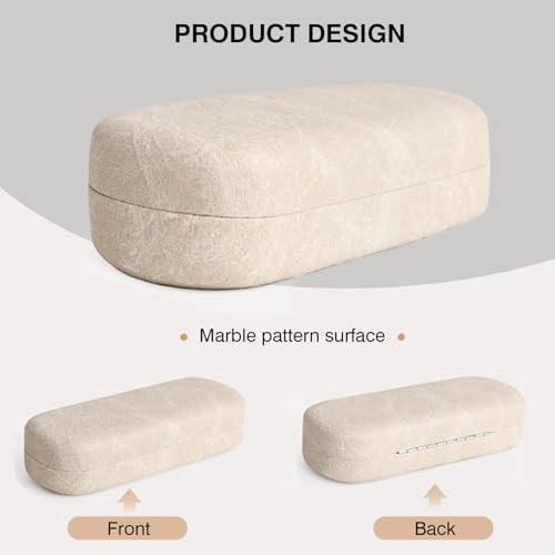 Glasses Case Large Hard Shell Eyeglasses Case PU Leather Protective Marble