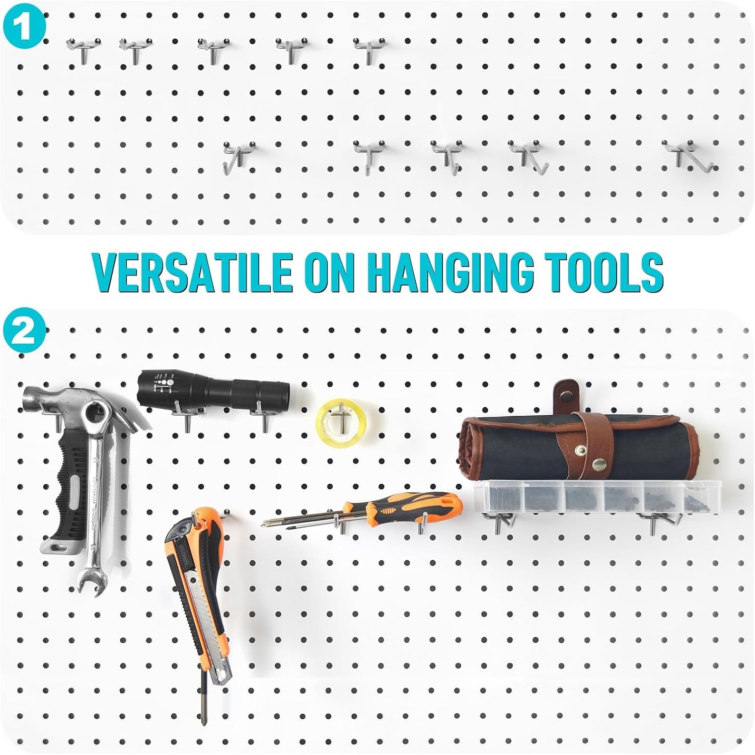 Pegboard Hooks Accessories - 62pcs 2/4/6 Inch Metal Peg Board Tool Hangers, F...