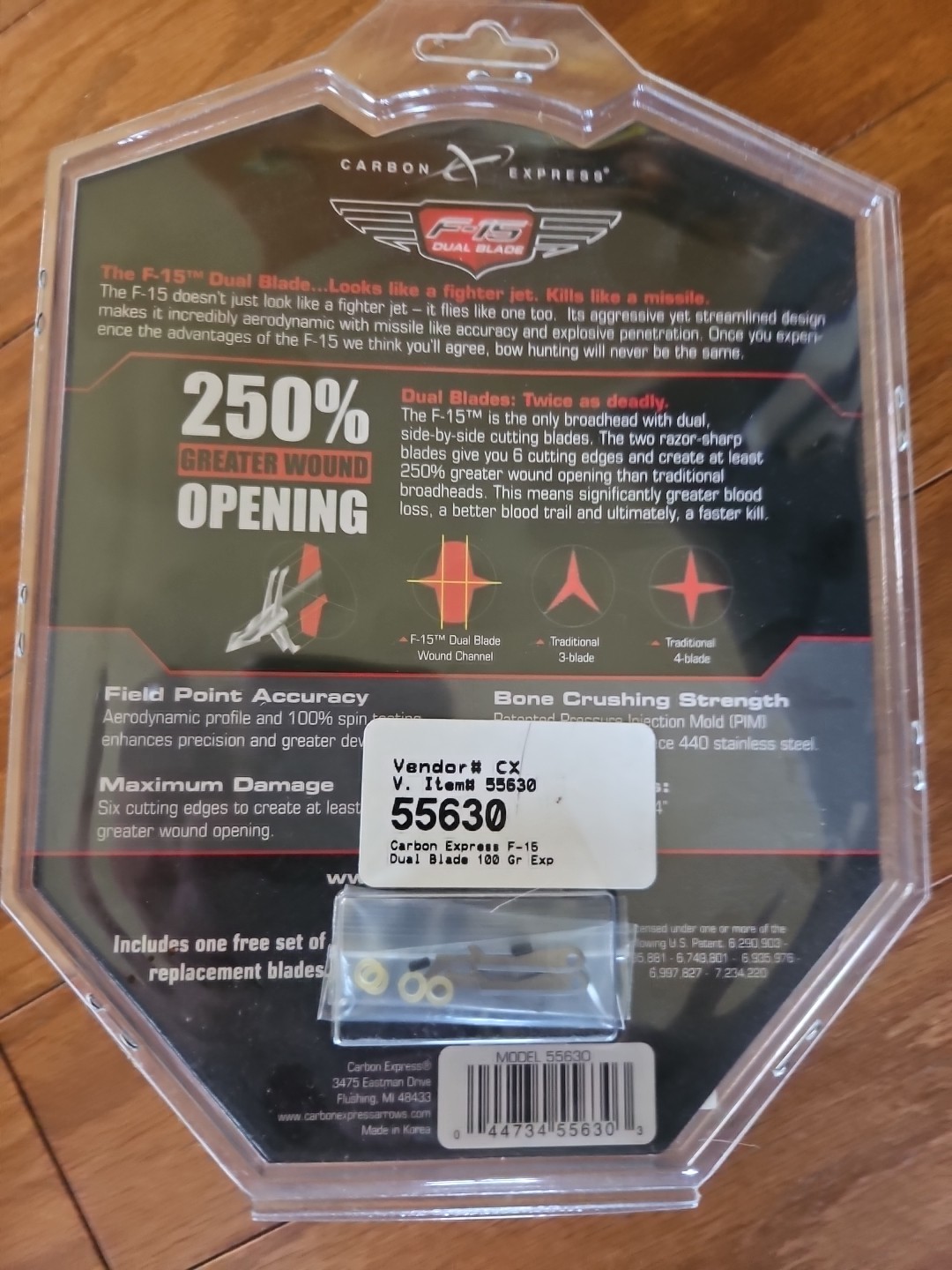 Carbon Express F-15 Broadheads 100 Grain Dual Blade 250% Greater Wound Channel