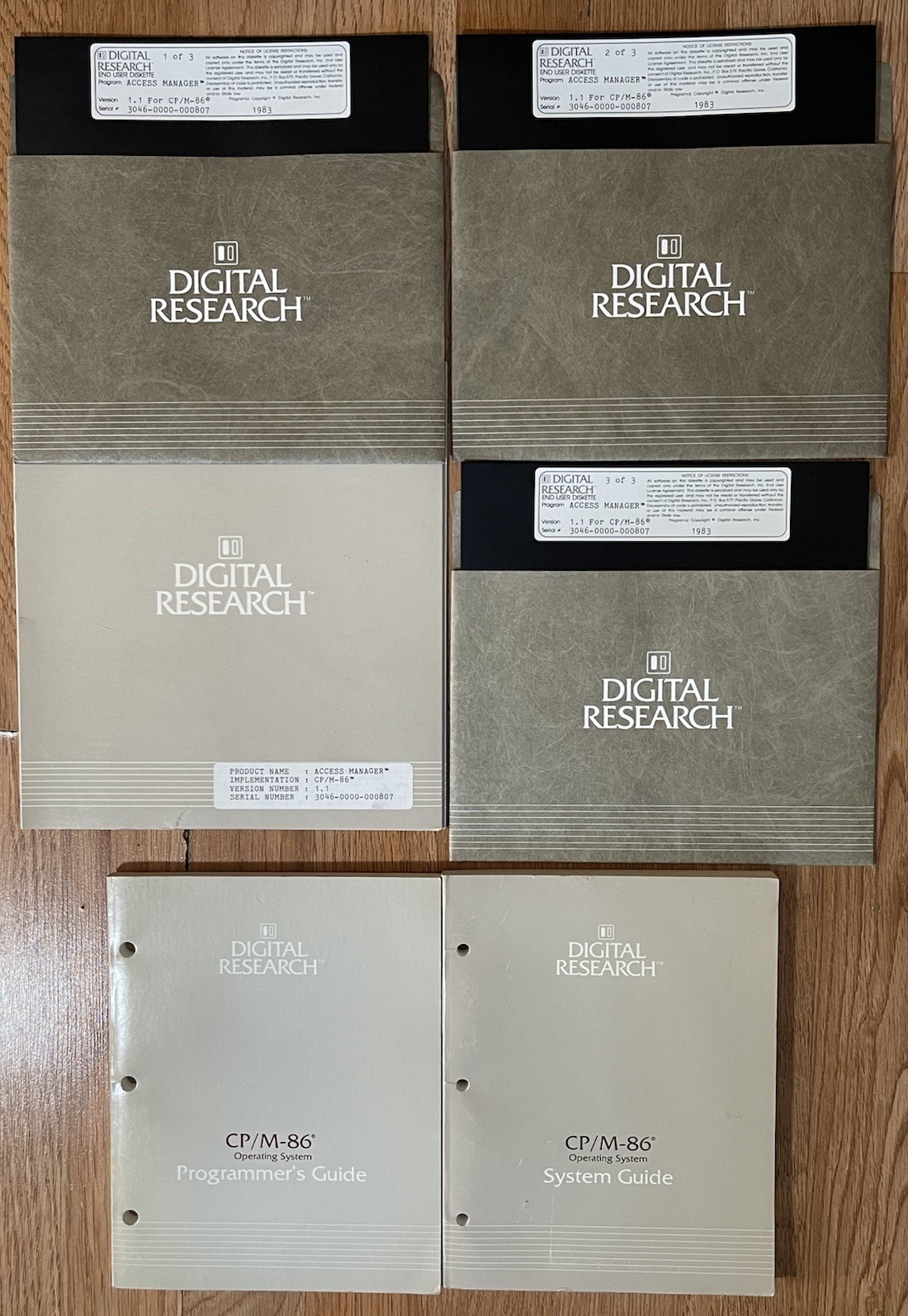 Rare Digital Research 1983 Access Manager CP/M-86 1.1 Disk Set Programmer Guide
