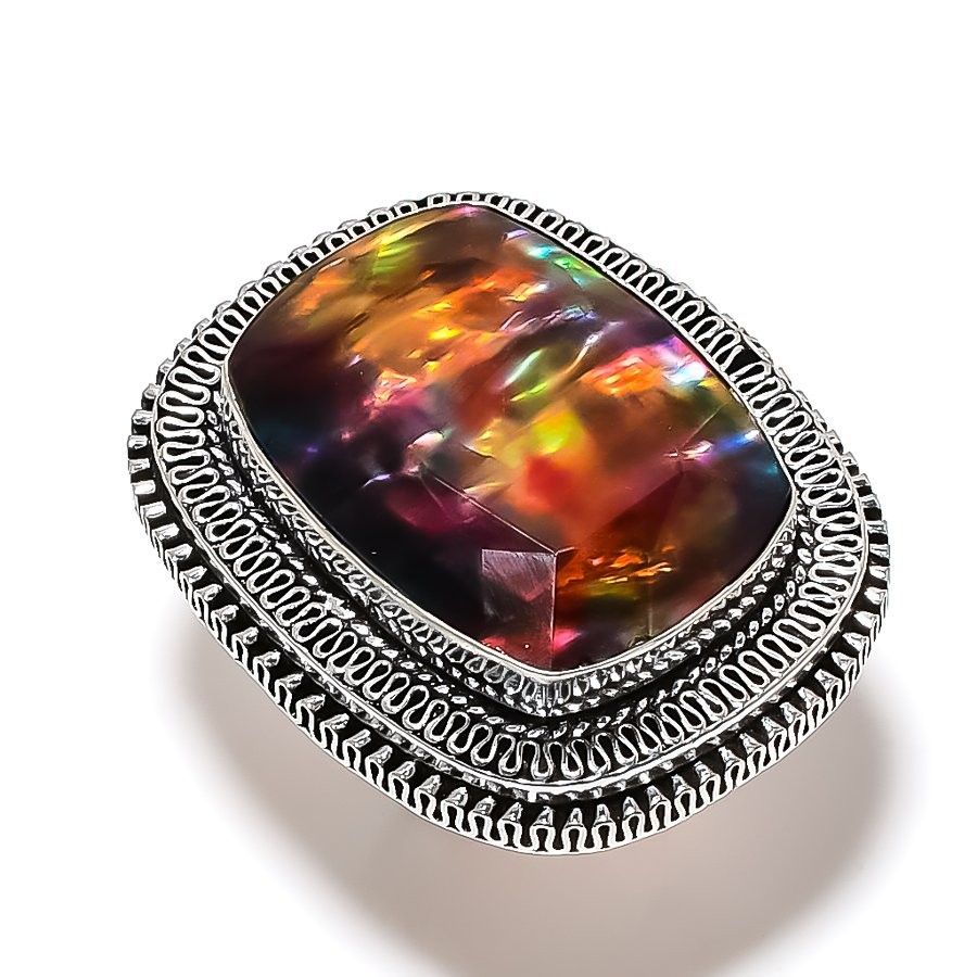 Ammolite Gemstone 925 Sterling Silver Gift Jewelry Ring Size 7 X-Mas Gift T974