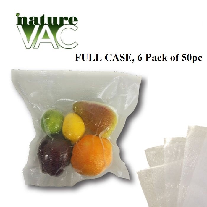 6 Pack NatureVAC 15''x20'' 50pc Precut Vacuum Seal Bags ALL CLEAR-USA FREE SHIP