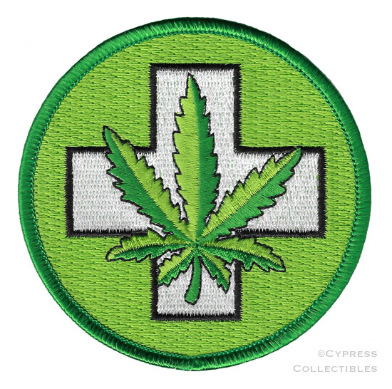 MEDICAL MARIJUANA iron-on EMBROIDERED PATCH MEDICINAL CANNABIS LEAF HEMP LOGO