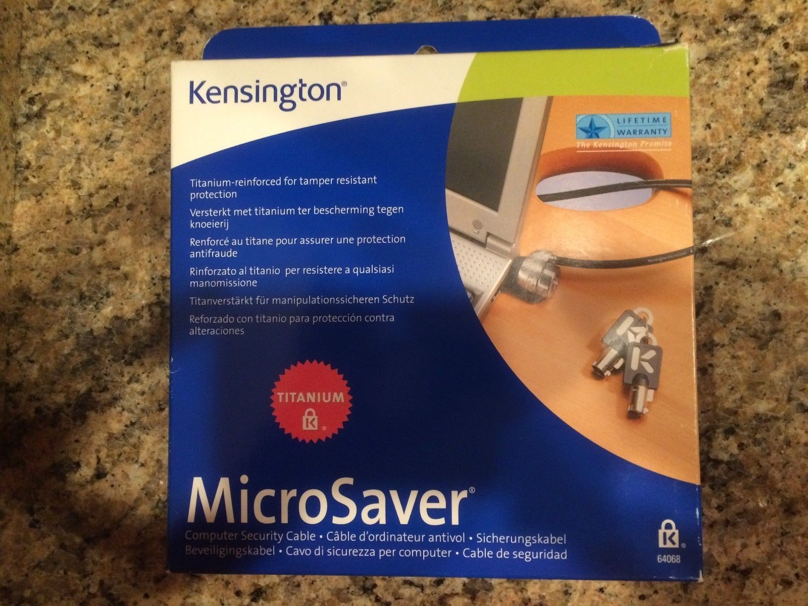 New Kensington MicroSaver Computer Security Cable Laptop w/ Lock, 2 Keys (NIB) 